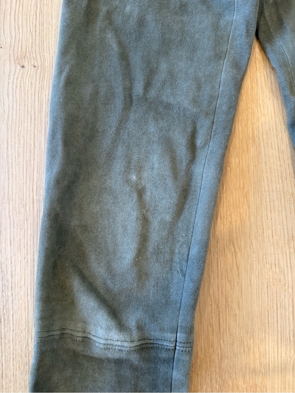 Alice + Olivia Olive Green 100% Lambskin Suede Front Zip Leggings Pants - Size 0 - Picture 5 of 6